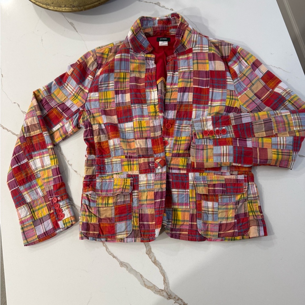 J. Crew Multicolor Patchwork Plaid Blazer Jacket - image 2